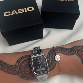 Relógio Casio Vintage Retangular Analógico e Digital AQ-230A Prata